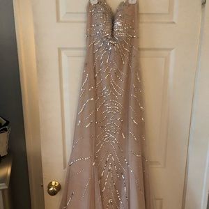 Champagne color sequined gown/ dress.